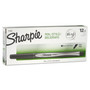 Sharpie Water-Resistant Ink Porous Point Pen, Stick, Fine 0.4 mm, Black Ink, Black Barrel, Dozen