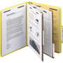 Smead Six-Section Pressboard Top Tab Classification Folders, Six SafeSHIELD Fasteners, 2 Dividers, Letter Size, Yellow, 10/Box