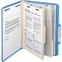 Smead Top Tab Classification Folders, Six SafeSHIELD Fasteners, 2" Expansion, 2 Dividers, Letter Size, Blue Exterior, 10/Box
