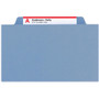 Smead Top Tab Classification Folders, Six SafeSHIELD Fasteners, 2" Expansion, 2 Dividers, Letter Size, Blue Exterior, 10/Box