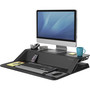 Fellowes Lotus Sit-Stand Workstation - 35 lb Load Capacity - 2 x Shelf(ves) - 5.50" Height x 32.75" Width x 24.25" Depth - Desktop - Steel, Plastic, Phenolic Resin