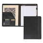 Samsill Slimline Padfolio, Leather-Look/Faux Reptile Trim, Writing Pad, Black