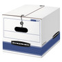 Bankers Box STOR/FILE Medium-Duty Strength Storage Boxes, Letter/Legal Files, 12.25" x 16" x 11", White/Blue, 12/Carton