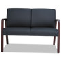 Alera Reception Lounge Series Wood Loveseat, 44.88w x 26.13d x 33h, Black/Mahogany (ALERL2219M) View Product Image