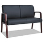 Alera Reception Lounge Series Wood Loveseat, 44.88w x 26.13d x 33h, Black/Mahogany (ALERL2219M) View Product Image