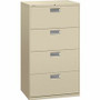 HON Brigade 600 H674 Lateral File - 53.3" Height x 30" Width x 18" Depth - 4 - Finish: Putty