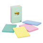 Post-it Notes Original Pads in Beachside Cafe Collection Colors, Note Ruled, 4" x 6", 100 Sheets/Pad, 5 Pads/Pack (MMM6605PKAST) View Product Image