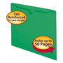 Smead Colored Straight Tab Cut Letter Recycled File Jacket - 8 1/2" x 11" - 11 pt. - 2 Plys - Green - Slip Resistant, Reinforced Tab