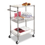 Alera Three-Tier Wire Cart with Basket, Metal, 2 Shelves, 1 Bin, 500 lb Capacity, 28" x 16" x 39", Black Anthracite
