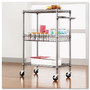 Alera Three-Tier Wire Cart with Basket, Metal, 2 Shelves, 1 Bin, 500 lb Capacity, 28" x 16" x 39", Black Anthracite