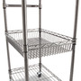 Alera Three-Tier Wire Cart with Basket, Metal, 2 Shelves, 1 Bin, 500 lb Capacity, 28" x 16" x 39", Black Anthracite (ALESW342416BA) View Product Image