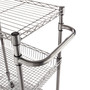 Alera Three-Tier Wire Cart with Basket, Metal, 2 Shelves, 1 Bin, 500 lb Capacity, 28" x 16" x 39", Black Anthracite