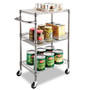 Alera Three-Tier Wire Cart with Basket, Metal, 2 Shelves, 1 Bin, 500 lb Capacity, 28" x 16" x 39", Black Anthracite (ALESW342416BA) View Product Image