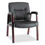 Alera Madaris Series Bonded Leather Guest Chair with Wood Trim Legs, 25.39" x 25.98" x 35.62", Black Seat/Back, Mahogany Base (ALEMA43ALS10M) View Product Image