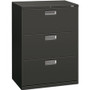 HON Brigade 600 H673 Lateral File - 40.9" Height x 30" Width x 18" Depth - 3 - Finish: Charcoal