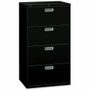 HON Brigade 600 H674 Lateral File - 53.3" Height x 30" Width x 18" Depth - 4 - Finish: Black