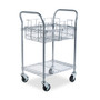 Safco Dual-Purpose Wire Mail and Filing Cart, Metal, 1 Shelf, 1 Bin, 26.75" x 18.75" x 38.5", Metallic Gray