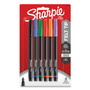 Sharpie Water-Resistant Ink Porous Point Pen, Stick, Fine 0.4 mm, Assorted Ink and Barrel Colors, 6/Pack
