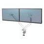 Fellowes Platinum Series Dual Monitor Arm, For 27" Monitors, 360 deg Rotation, 45 deg Tilt, 180 deg Pan, White, Supports 20 lb
