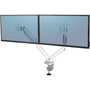 Fellowes Platinum Series Dual Monitor Arm, For 27" Monitors, 360 deg Rotation, 45 deg Tilt, 180 deg Pan, White, Supports 20 lb