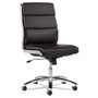 Alera Neratoli Mid-Back Slim Profile Chair, Faux Leather, Supports Up to 275 lb, Black Seat/Back, Chrome Base (ALENR4219) View Product Image