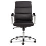 Alera Neratoli Mid-Back Slim Profile Chair, Faux Leather, Supports Up to 275 lb, Black Seat/Back, Chrome Base