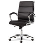 Alera Neratoli Mid-Back Slim Profile Chair, Faux Leather, Supports Up to 275 lb, Black Seat/Back, Chrome Base (ALENR4219) View Product Image