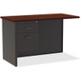 Lorell Fortress Modular Series Left Return - 48" Width x 24" Depth, x 1.1" Thickness Top - 2 x Box, File Drawer(s) - Single Pedestal on Left Side - Material: Steel - Finish: Mahogany Laminate, Charcoal