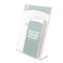 deflecto Superior Image Slanted Sign Holder with Front Pocket, 9w x 4.5d x 10.75h, Clear