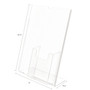 deflecto Superior Image Slanted Sign Holder with Front Pocket, 9w x 4.5d x 10.75h, Clear