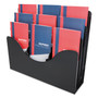 deflecto 3-Tier Document Organizer w/6 Removable Dividers, 13.38w x 3.5d x 11.5h, Black