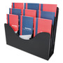 deflecto 3-Tier Document Organizer w/6 Removable Dividers, 13.38w x 3.5d x 11.5h, Black (DEF47634) View Product Image