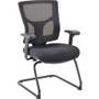 Lorell Conjure Guest Chair - Fabric, Polyurethane Foam Seat Material - Mesh Back Material - Mid Back - Sled Base - Black