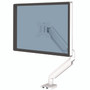 Fellowes Platinum Series Single Monitor Arm, For 27" Monitors, 360 deg Rotation, 45 deg Tilt, 180 deg Pan, White, Supports 20 lb