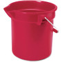 Rubbermaid Commercial Brute 10-quart Utility Bucket - 2.50 gal - Heavy Duty, Rust Resistant, Bend Resistant, Handle - 10.2" - Steel, High-density Polyethylene (HDPE) - Red, Nickel, Chrome - (RCP296300RDCT)