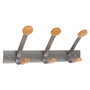 Alba Wooden Coat Hook, Three Wood Peg Wall Rack, Brown/Silver, 45 lb Capacity