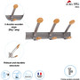 Alba Wooden Coat Hook, Three Wood Peg Wall Rack, Brown/Silver, 45 lb Capacity