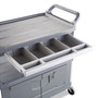 Rubbermaid Commercial Xtra Instrument Cart with Locking Storage Area, Plastic, 3 Shelves, 300 lb Capacity, 20" x 40.63" x 37.8", Gray (RCP4094GRA) View Product Image