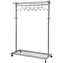 Alba 2-shelf Mobile Chrome Coat Rack - 36 x Hanger - 72" Height x 45" Width x 22" Depth - Hanging Hook, Built-in Wheels - Chrome