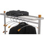 Alba Garment Racks, Two-Sided, 2-Shelf Coat Rack, 6 Hanger/6 Hook, 44.8w x 21.67d x 70.8h, Silver/Wood (ABAPMLUX6) View Product Image