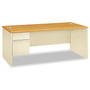 HON 38000 Series Left Pedestal Desk, 72" x 36" x 29.5", Harvest/Putty
