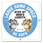 Tabbies BeSafe Messaging Education Floor Signs, Leave Some Space; Stay At Arms Length; Be Safe, 12" dia, White/Blue, 6/Pack (TAB29512) View Product Image