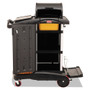 Rubbermaid Commercial High-Security Healthcare Cleaning Cart, Metal, 4 Shelves, 1 Bin, 22" x 48.25" x 53.5", Black