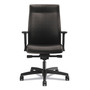 HON Ignition 2.0 Upholstered Mid-Back Task Chair With Lumbar, Supports 300 lb, 17" to 22" Seat, Black Vinyl Seat/Back, Black Base