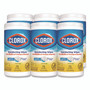 Clorox Disinfecting Wipes, Bleach Free Cleaning Wipes, 1-Ply, 7 x 7.75, Crisp Lemon, White, 75/Canister, 6 Canisters/Carton