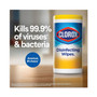 Clorox Disinfecting Wipes, Bleach Free Cleaning Wipes, 1-Ply, 7 x 7.75, Crisp Lemon, White, 75/Canister, 6 Canisters/Carton