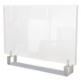 Ghent Clear Partition Extender with Attached Clamp, 42 x 3.88 x 30, Thermoplastic Sheeting