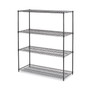 Alera All-Purpose Wire Shelving Starter Kit, Four-Shelf, 60w x 24d x 72h, Black Anthracite Plus