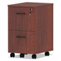 Alera Valencia Series Mobile Pedestal, Left or Right, 2 Legal/Letter-Size File Drawers, Medium Cherry, 15.38" x 20" x 26.63" (ALEVA582816MC) View Product Image
