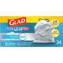 Glad ForceFlex MaxStrength Tall Kitchen Drawstring Trash Bags, 13 gal, Fresh Clean Scent, 24 x 28, White, 34/Box, 6 Boxes/Carton